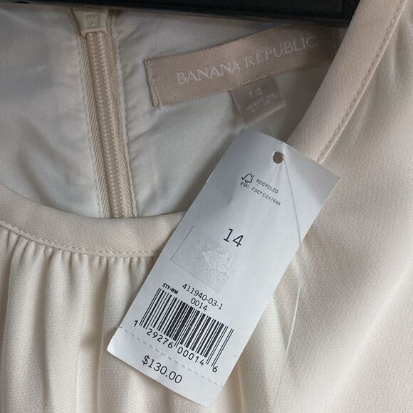 Banana Republic NWT Cream White Navy Blue Color Block Shift Dress Sz 14 - Picture 6 of 8